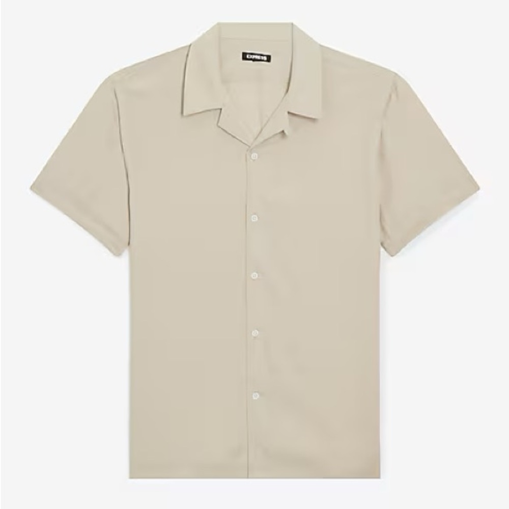 NWT Express Solid Rayon Short Sleeve Shirt button down size L